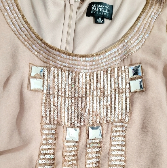 Adrianna Papell Evening Sleeveless Shift Dress Beaded Sequin Embellished Size 10 - Picture 6 of 11